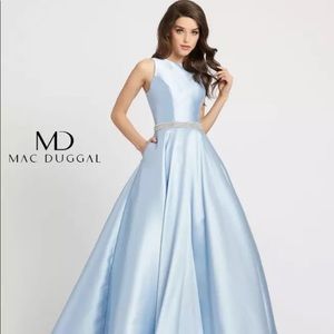MAC DUGGAL 55237H JEWELED WAIST BLUE BALLG…